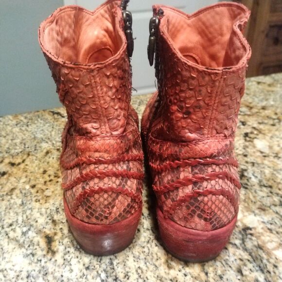 Fauzian Jeunesse Python Boots Red Snake Leather Womens size US 6 EU 36 $960 - Picture 10 of 14